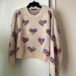 SHEIN Multicolor Heart Pattern Sweater Valentine’s Day